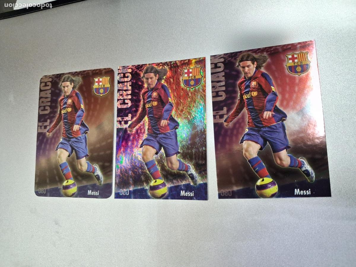 Cromos de f&uacute;tbol: LOTE 3 CROMOS TARJETAS MESSI FC BARCELONA EL CRACK 080 MUNDICROMO 2008 2009 NUEVOS