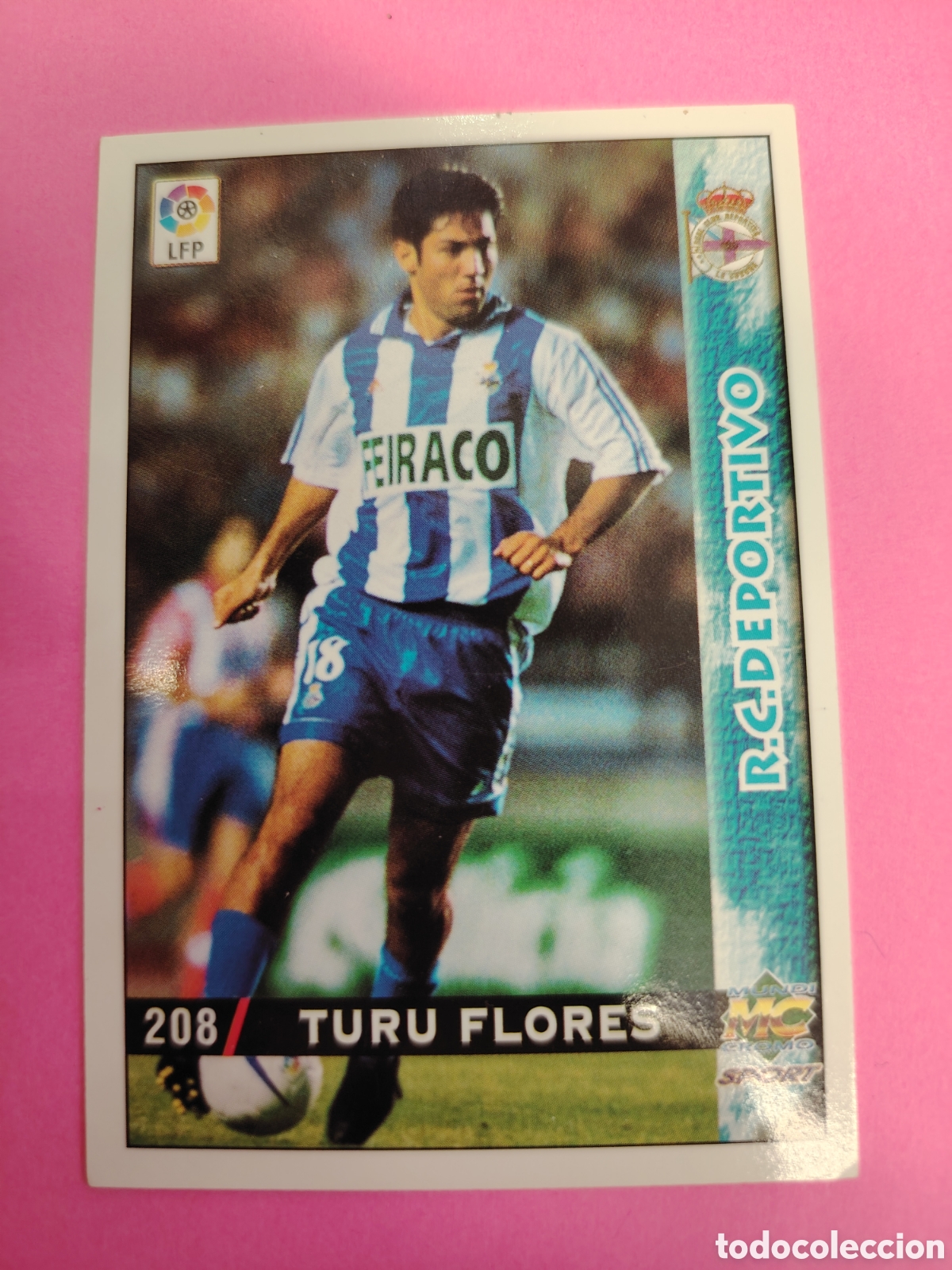 Cromos de f&uacute;tbol: DEPORTIVO-N&deg;208-TURU FLORES-MUNDICROMO FICHAS DE LA LIGA 1998 1999 98 99