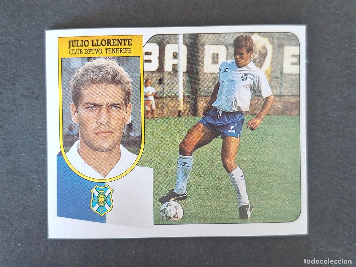 Cromos de f&uacute;tbol: L3 JULIO LLORENTE C. D. TENERIFE LIGA ESTE 1991 1992 91 92 CARTON SIN PEGAR NUNCA PEGADO