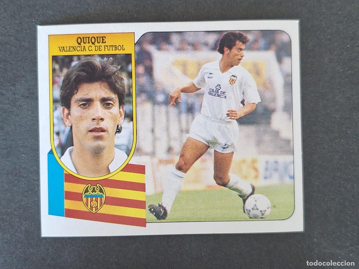 Cromos de f&uacute;tbol: L3 QUIQUE VALENCIA C. F. LIGA ESTE 1991 1992 91 92 CARTON SIN PEGAR NUNCA PEGADO