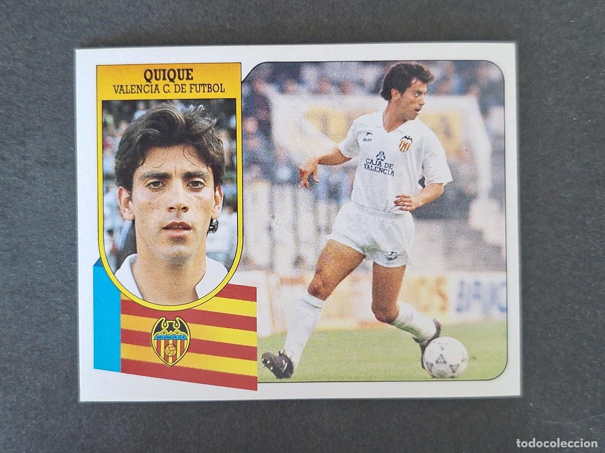 Cromos de f&uacute;tbol: L3 QUIQUE VALENCIA C. F. LIGA ESTE 1991 1992 91 92 CARTON SIN PEGAR NUNCA PEGADO