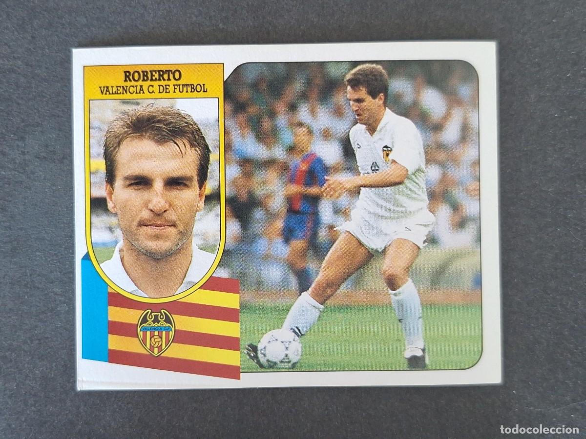 Cromos de f&uacute;tbol: L3 ROBERTO VALENCIA C. F. LIGA ESTE 1991 1992 91 92 CARTON SIN PEGAR NUNCA PEGADO