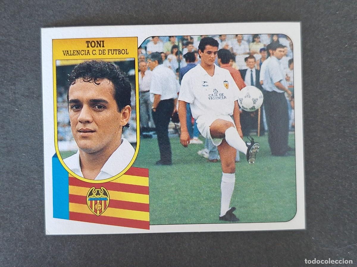 Cromos de f&uacute;tbol: L3 TONI VALENCIA C. F. LIGA ESTE 1991 1992 91 92 CARTON SIN PEGAR NUNCA PEGADO