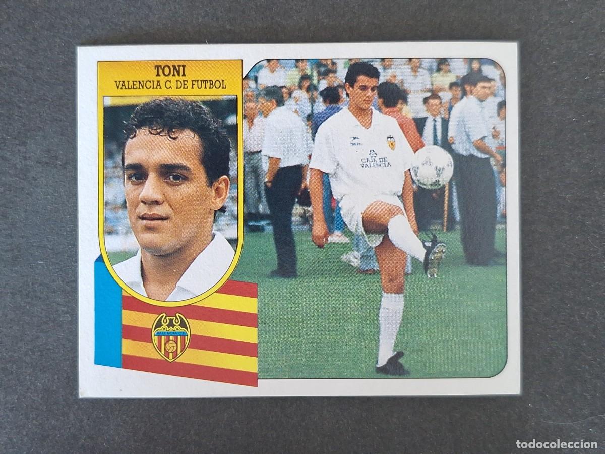 Cromos de f&uacute;tbol: L3 TONI VALENCIA C. F. LIGA ESTE 1991 1992 91 92 CARTON SIN PEGAR NUNCA PEGADO