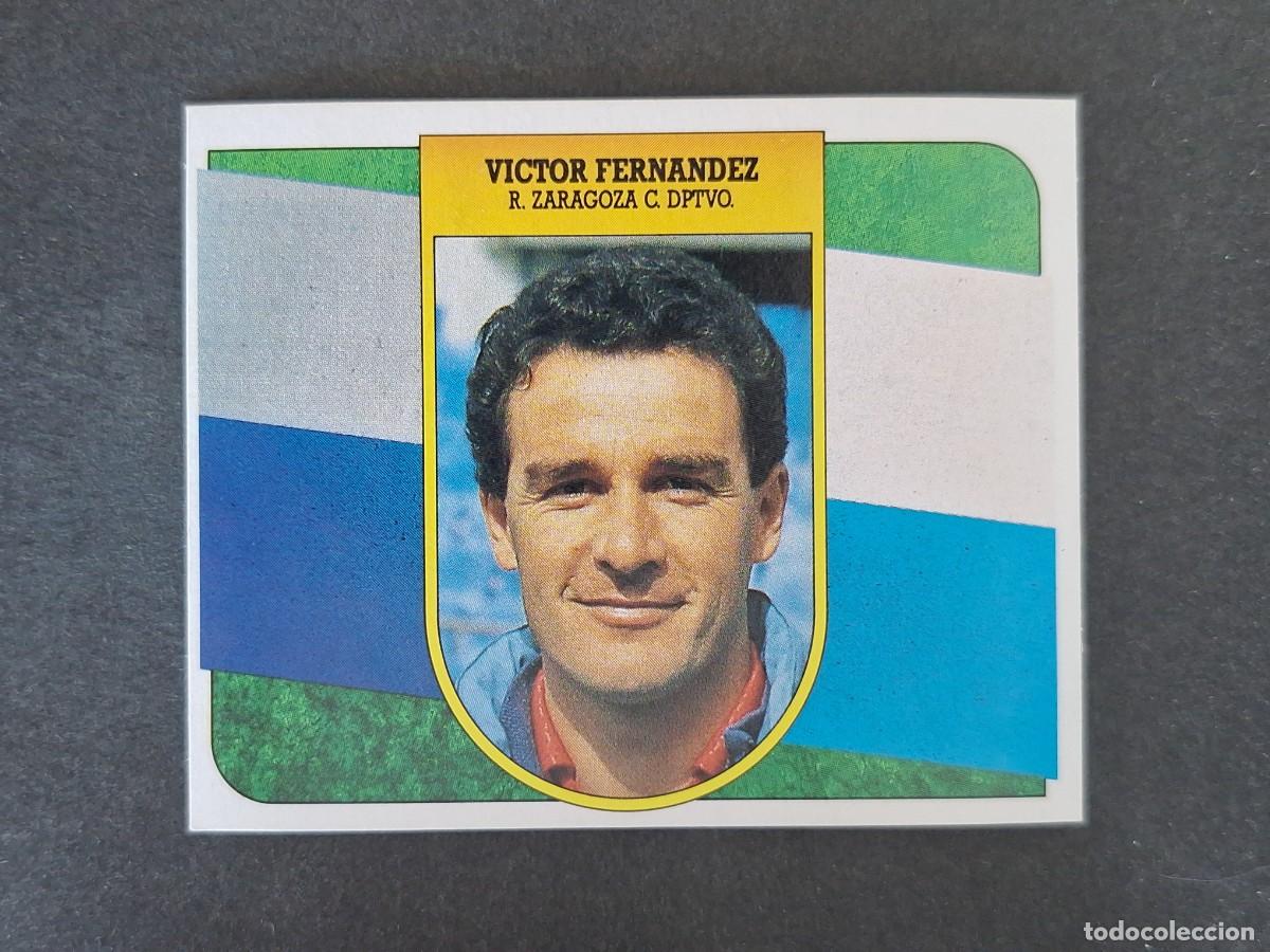 Figurine di Calcio: L3 VICTOR FERNANDEZ ENTRENADOR REAL ZARAGOZA LIGA ESTE 1991 1992 91 92 CARTON SIN PEGAR NUNCA PEGADO