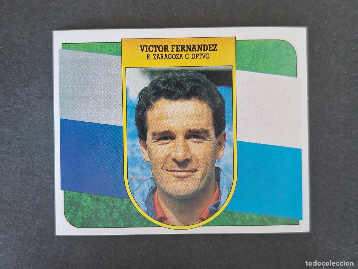 Figurine di Calcio: L3 VICTOR FERNANDEZ ENTRENADOR REAL ZARAGOZA LIGA ESTE 1991 1992 91 92 CARTON SIN PEGAR NUNCA PEGADO