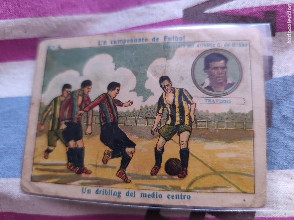 Cromos de f&uacute;tbol: CHOCOLATES AMATLLER - UN CAMPEONATO DE FUTBOL - BILBAO - TRAVIESO 4 - NUNCA PEGADO