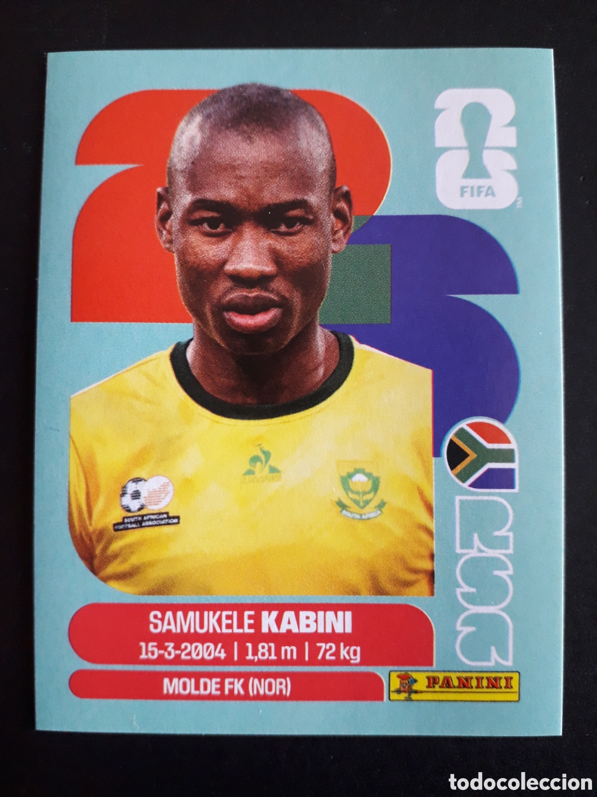 Cromos de f&uacute;tbol: KABINI SUD&Aacute;FRICA RSA 5 MUNDIAL F&Uacute;TBOL 2026 FIFA WORLD CUP PANINI SIN PEGAR PEDIDO M&Iacute;NIMO 3&euro;