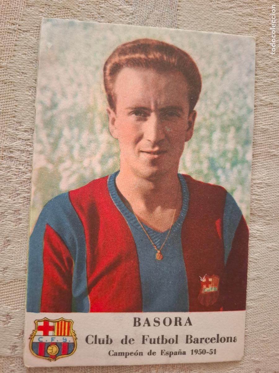 Football Stickers: BASORA 1950 1951 50 51 - FC. BARCELONA - CHAMPA&Ntilde;A CASTELLBLANCH