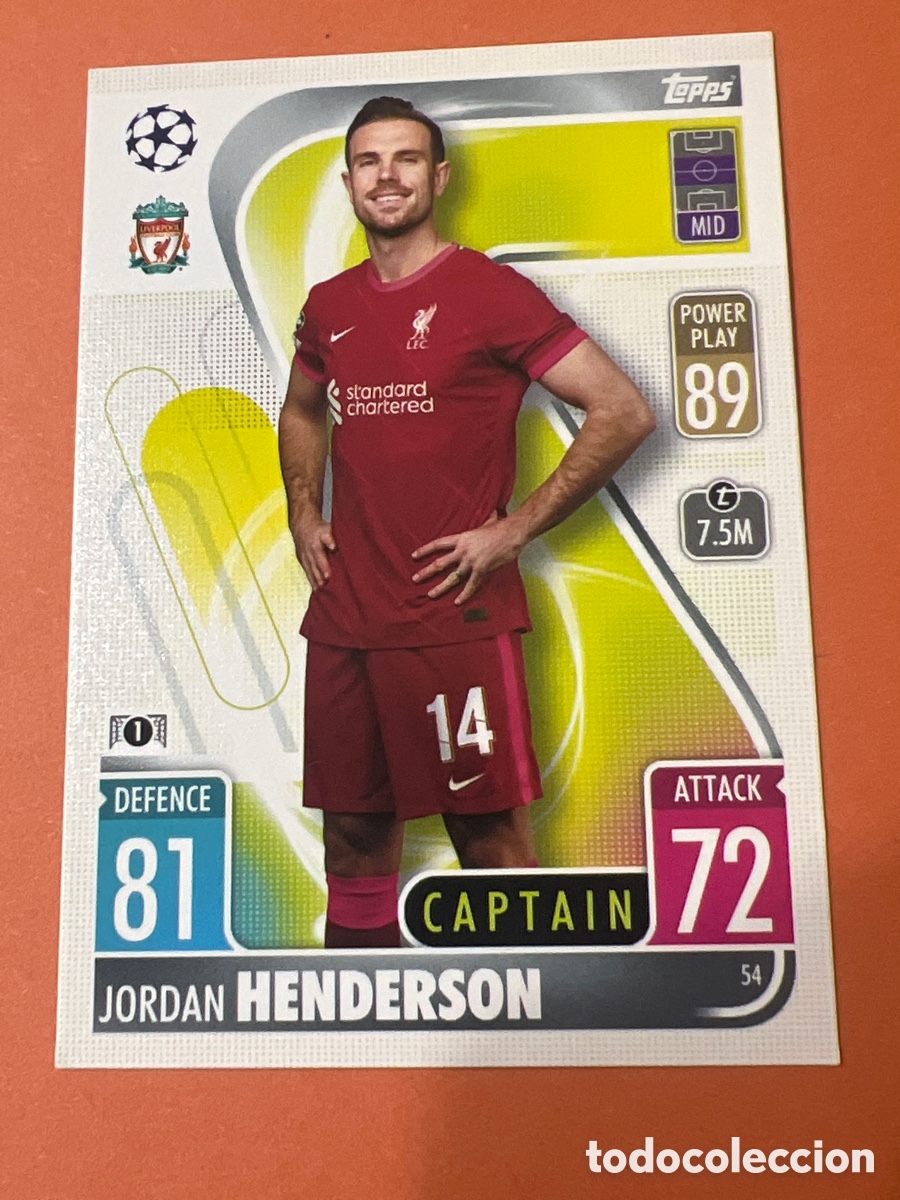 Cromos de f&uacute;tbol: C1927. 54 MATCH ATTAX 21 22 JORDAN HENDERSON - LIVERPOOL FC -- TOPPS 2021 2022