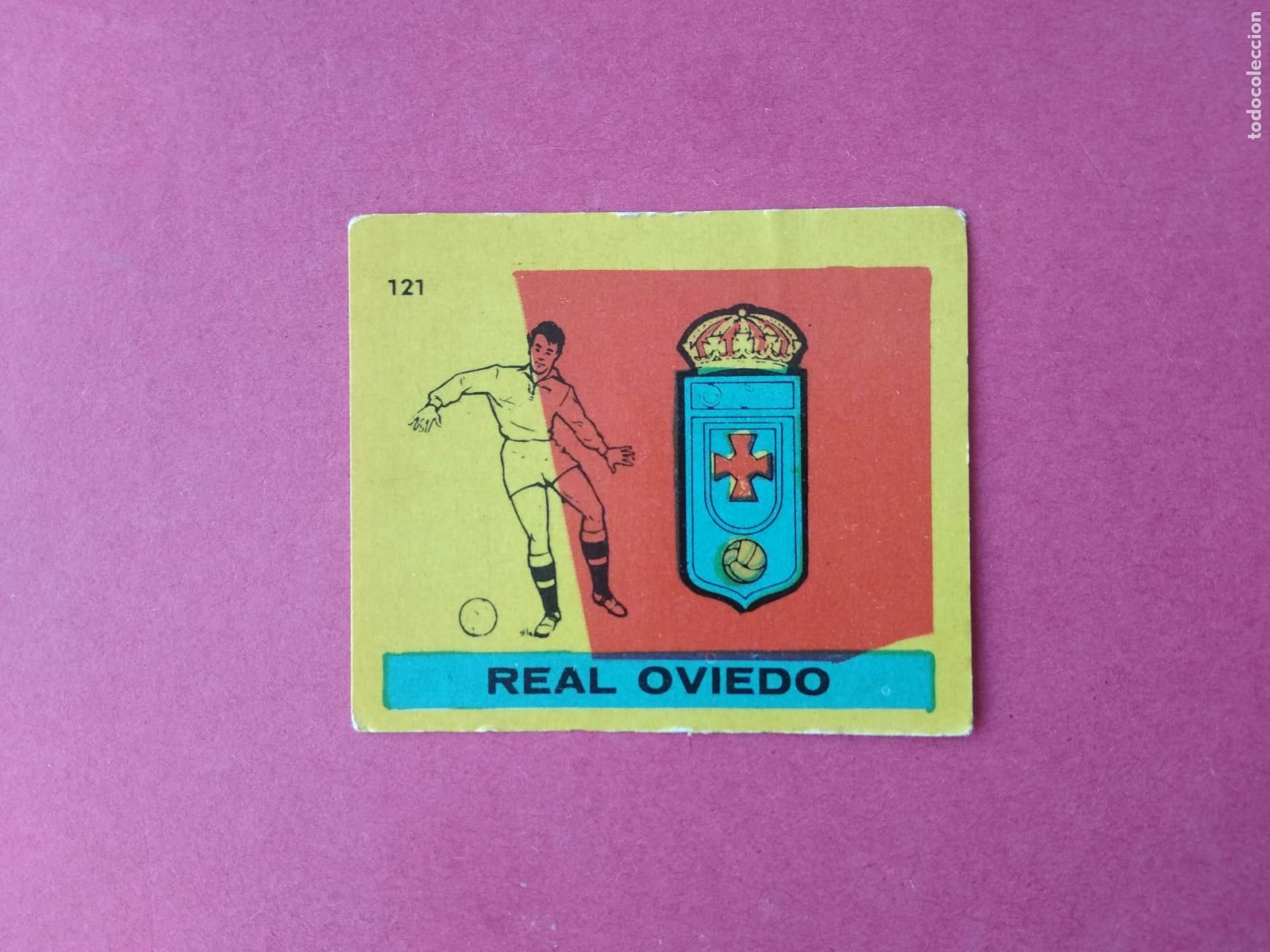 Cromos de f&uacute;tbol: EDITORIAL BRUGUERA CAMPEONES LIGA 59 60 1959 1960 CROMO NUNCA PEGADO N&ordm; 121 ESCUDO REAL OVIEDO