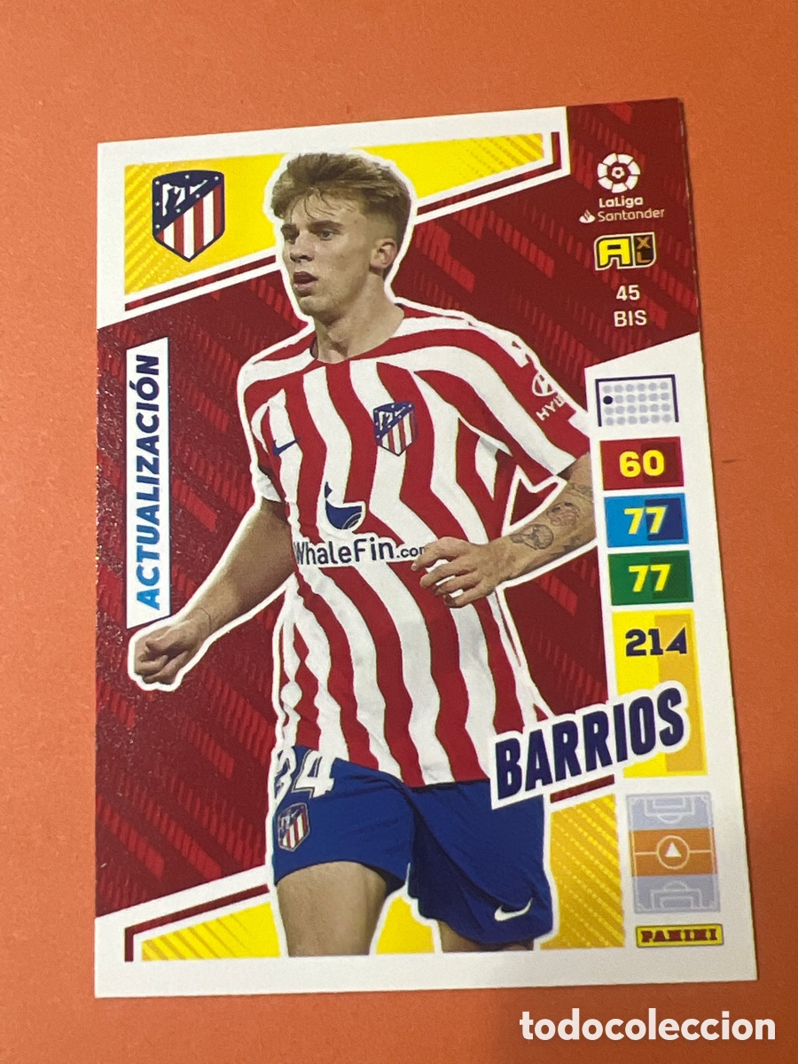Cromos de f&uacute;tbol: C1937. 45 BIS BARRIOS ATLETICO DE MADRID ACTUALIZACION FICHAS ALBUM ADRENALYN XL 2022 2023 22 23