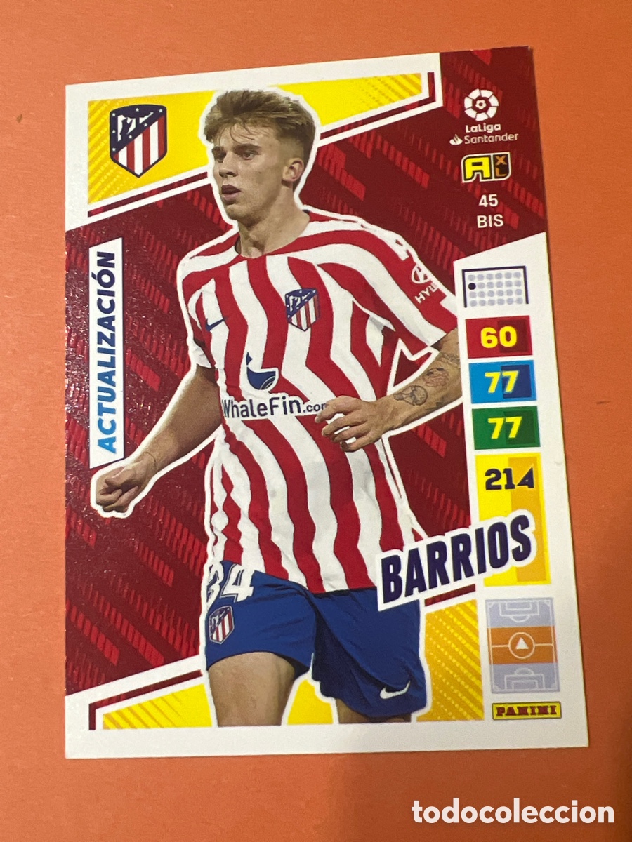 Cromos de f&uacute;tbol: C1938. 45 BIS BARRIOS ATLETICO DE MADRID ACTUALIZACION FICHAS ALBUM ADRENALYN XL 2022 2023 22 23
