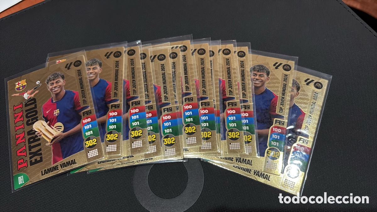 Cromos de f&uacute;tbol: X50 Lamine Yamal Extra Gold 24 25 2024 2025 Adrenalyn XL Panini Rookie Top Joven