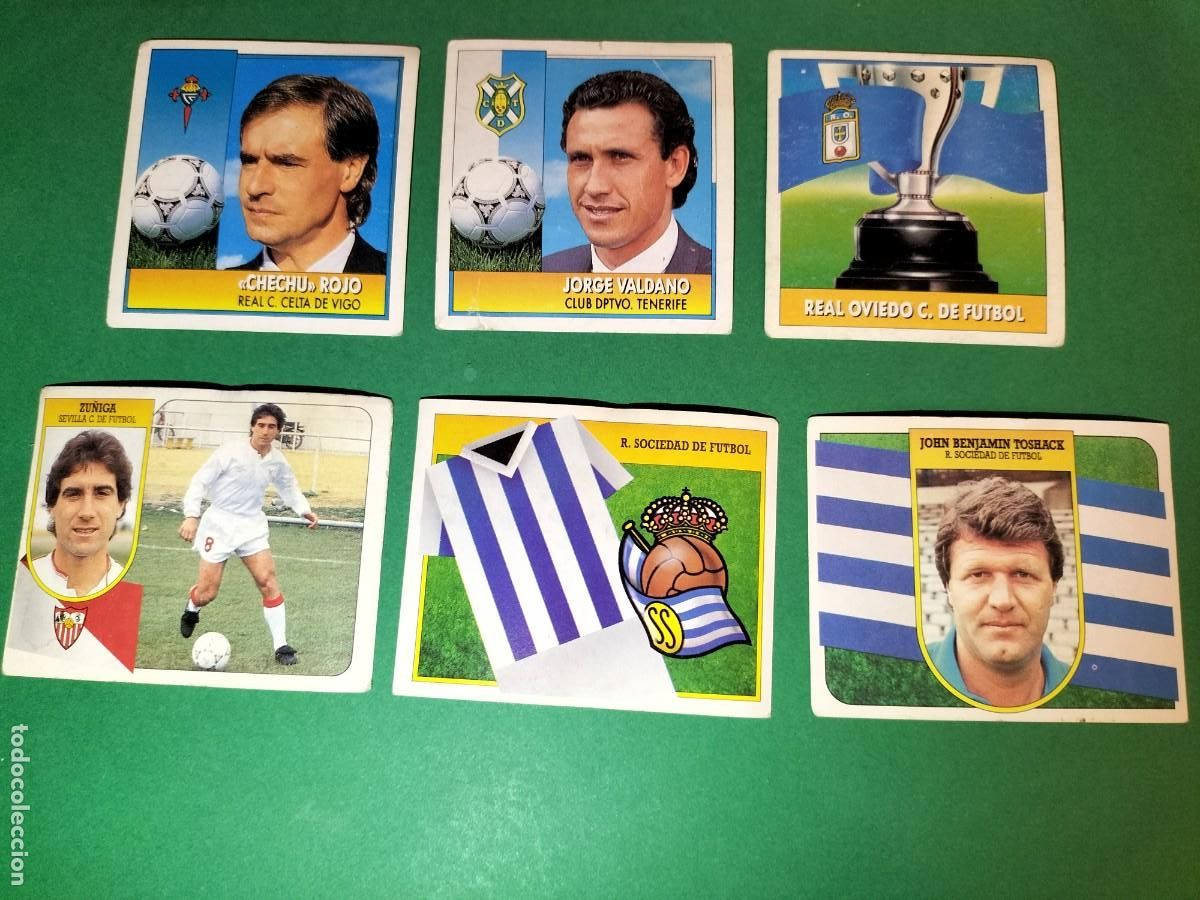 Figurine di Calcio: (ED. ESTE) LOTE DE 6 CROMOS LIGA 91-92 Y 92-93 CON DEFECTOS SIN PEGAR