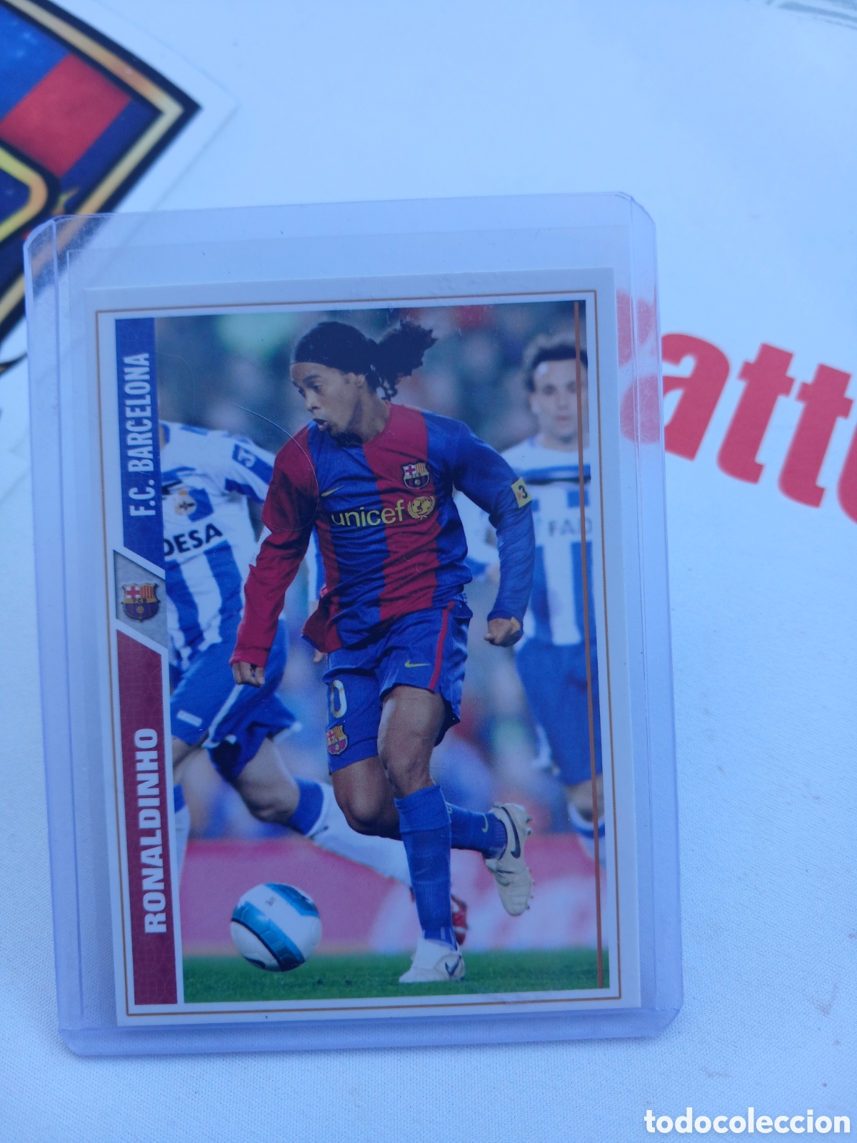 Fu&szlig;ball-Sticker: Ronaldinho 2008 carta fc barcelona Bar&ccedil;a vintage