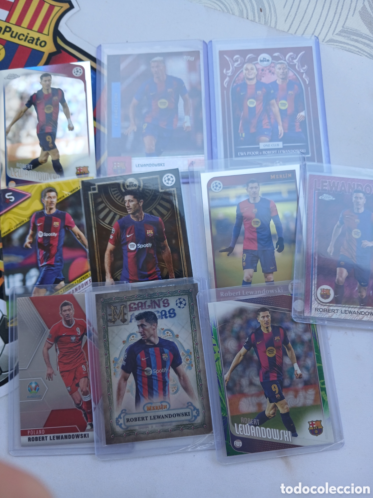 Fu&szlig;ball-Sticker: Lote 10 cartas lewandowski fc barcelona Bar&ccedil;a polonia