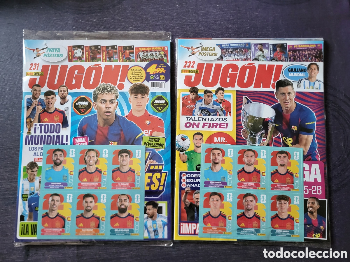 Cromos de f&uacute;tbol: Revista Jug&oacute;n 231 232 stickers Espa&ntilde;a World Cup actualizacion