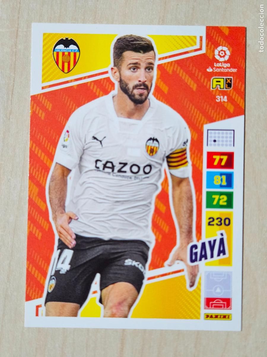 Cromos de f&uacute;tbol: FICHA N&ordm; 314 GAYA - ADRENALYN 22 23 - PANINI 2022 - 23 - CROMO - VALENCIA