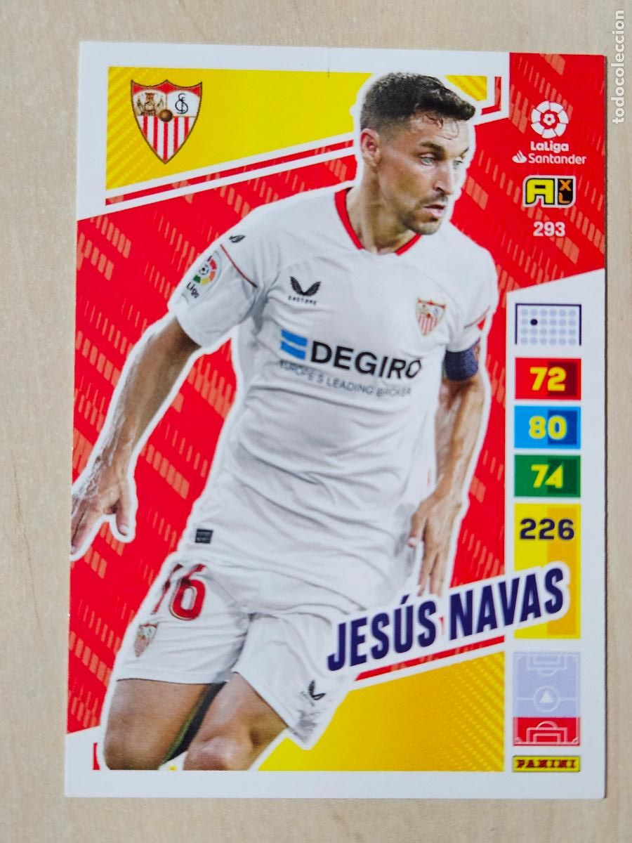 Cromos de f&uacute;tbol: FICHA N&ordm; 293 JESUS NAVAS - ADRENALYN 22 23 - PANINI 2022 - 23 - CROMO - SEVILLA