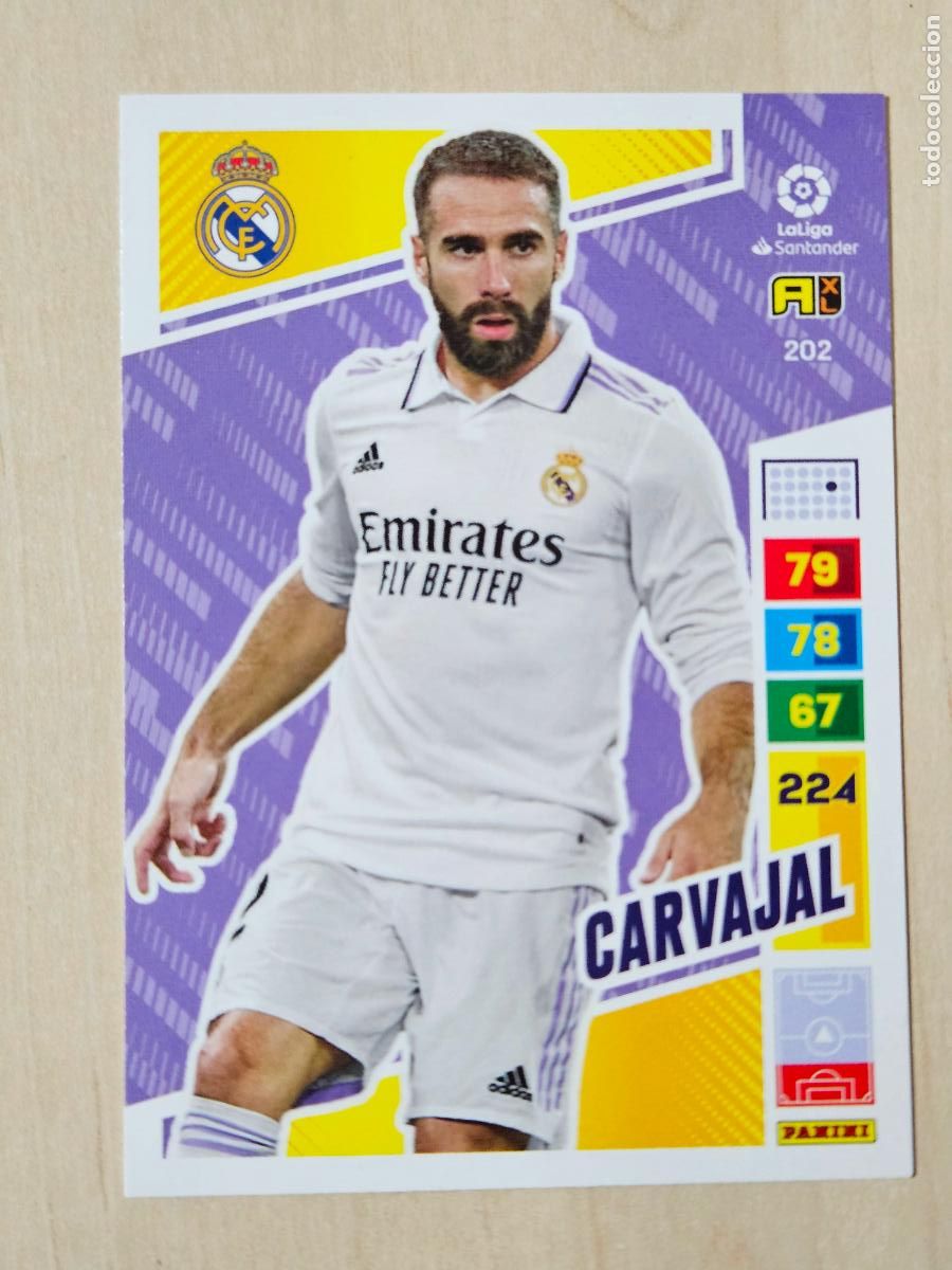 Cromos de f&uacute;tbol: FICHA N&ordm; 202 CARVAJAL - ADRENALYN 22 23 - PANINI 2022 - 23 - CROMO - REAL MADRID