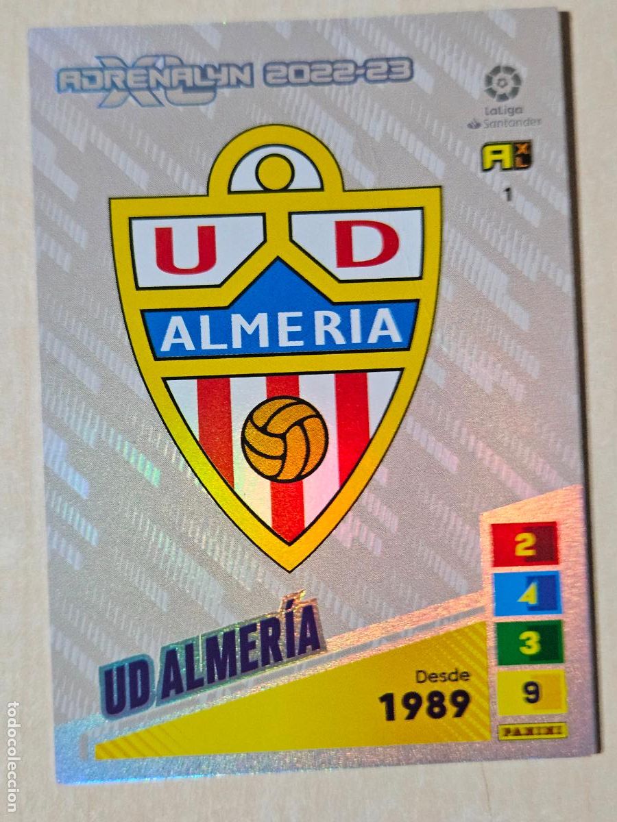 Cromos de f&uacute;tbol: FICHA N&ordm; 1 ESCUDO - ADRENALYN 22 23 - PANINI 2022 - 23 - CROMO - ALMERIA