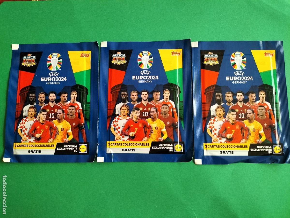 Football Stickers: (TOPPS) LOTE DE 3 SOBRES LIDL UEFA EURO2024 EXCLUSIVOS LIDL