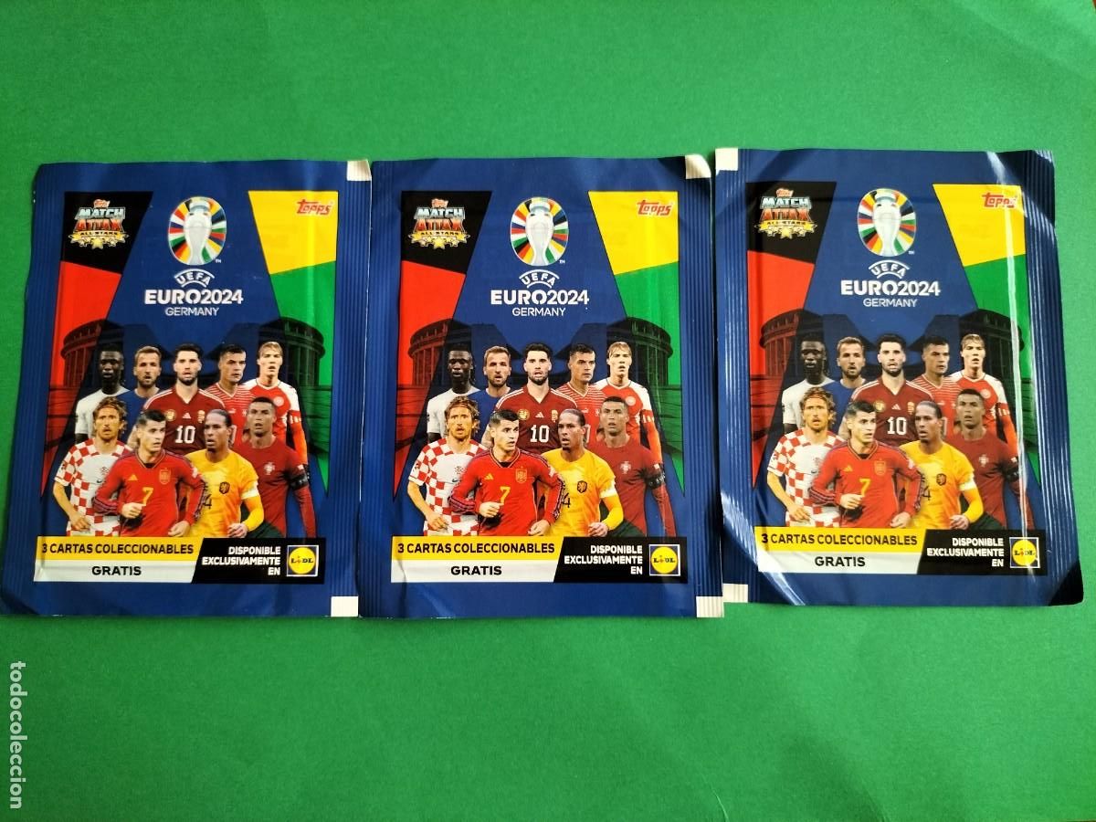 Figurine di Calcio: (TOPPS) LOTE DE 3 SOBRES LIDL UEFA EURO2024 EXCLUSIVOS LIDL