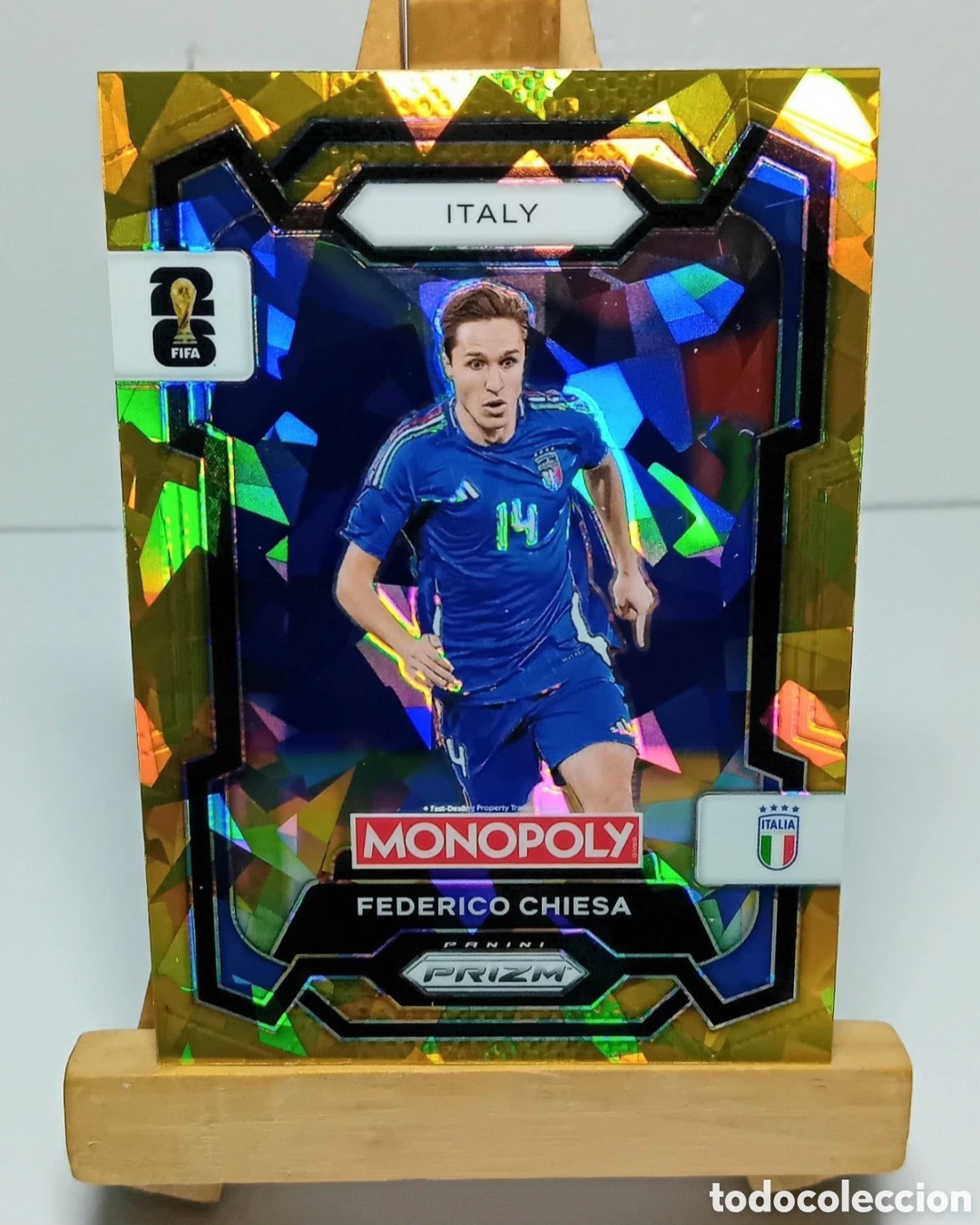 Cromos de f&uacute;tbol: FEDERICO CHIESA 2026 ITALIA MONOPOLY GOLD CRACKED ICE PRIZM PANINI.