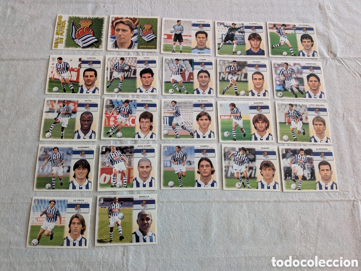 Cromos de f&uacute;tbol: LOTE 22 CROMOS DIFERENTES R.SOCIEDAD LIGA 1999 2000 99 00 COLECCIONES ESTE SIN PEGAR.EXCELENTE EST.