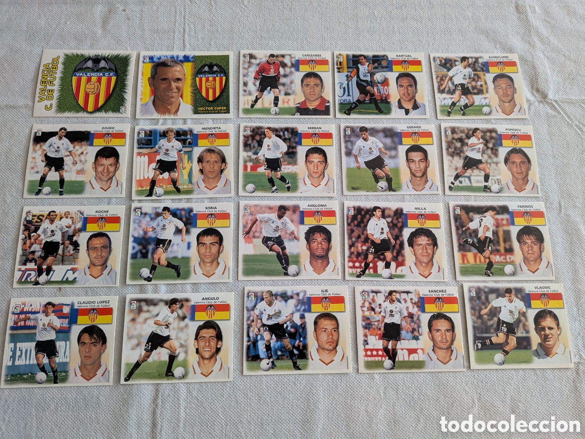 Cromos de f&uacute;tbol: LOTE 20 CROMOS DIFERENTES VALENCIA LIGA 1999 2000 99 00 COLECCIONES ESTE SIN PEGAR.EXCELENTE ESTADO