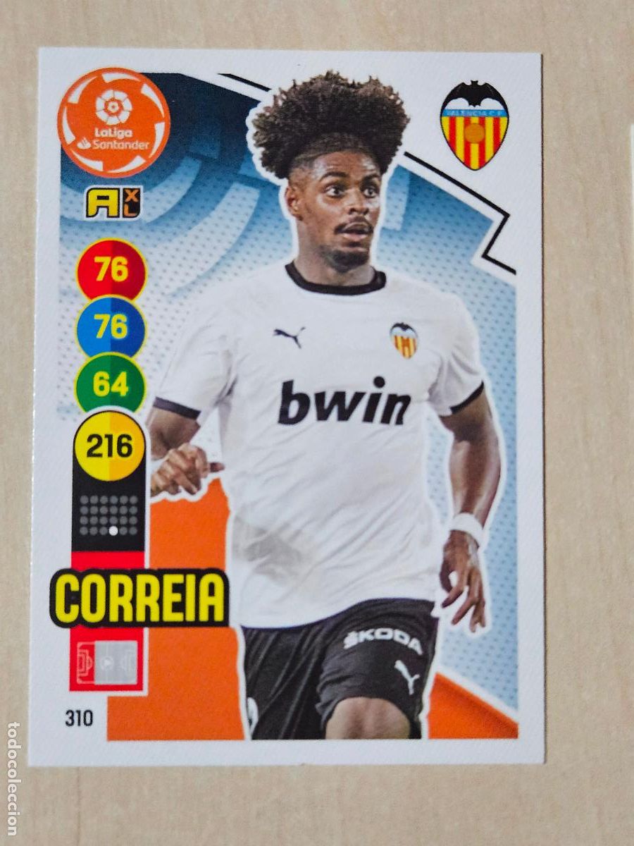 Cromos de f&uacute;tbol: FICHA N&ordm; 310 CORREIA - ADRENALYN 20 21 - PANINI 2020 - 21 - CROMO - VALENCIA