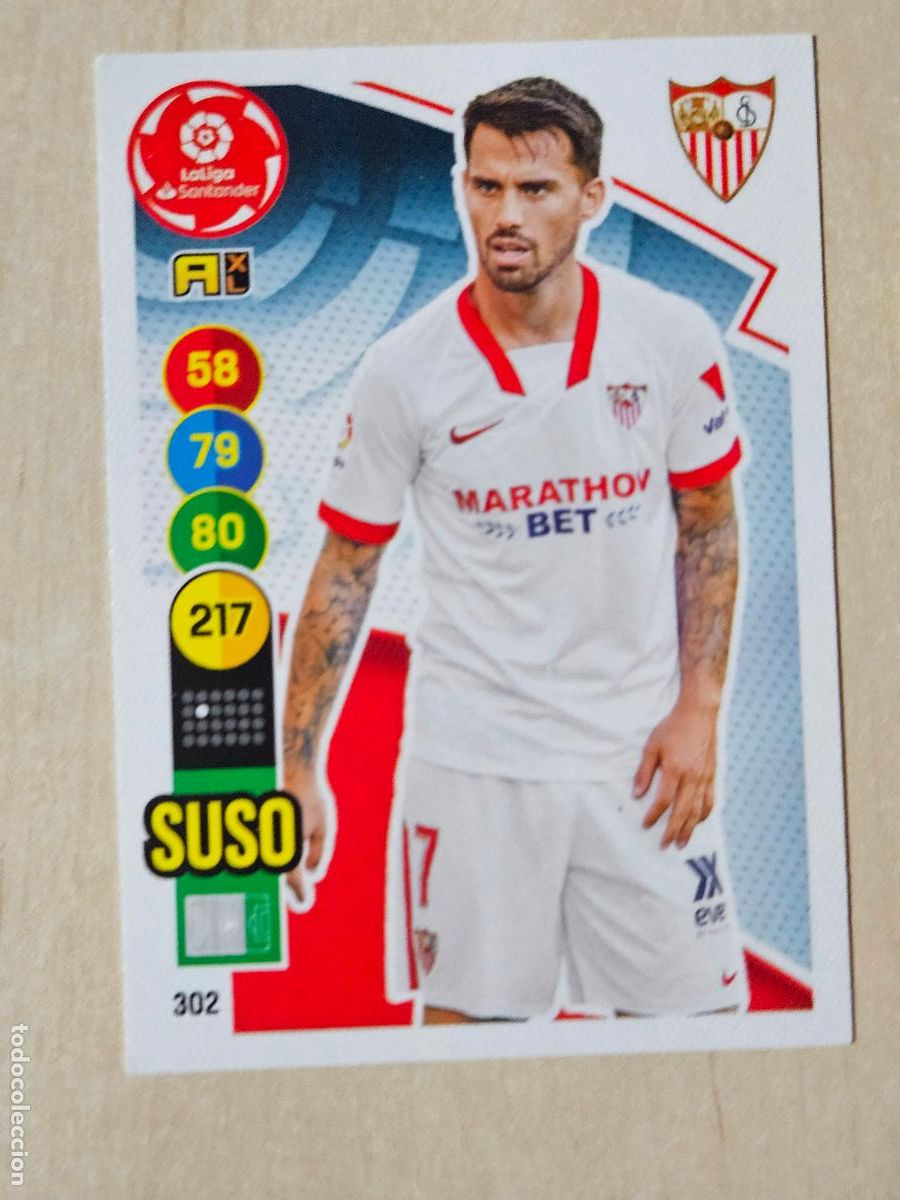 Cromos de f&uacute;tbol: FICHA N&ordm; 302 SUSO - ADRENALYN 20 21 - PANINI 2020 - 21 - CROMO - SEVILLA