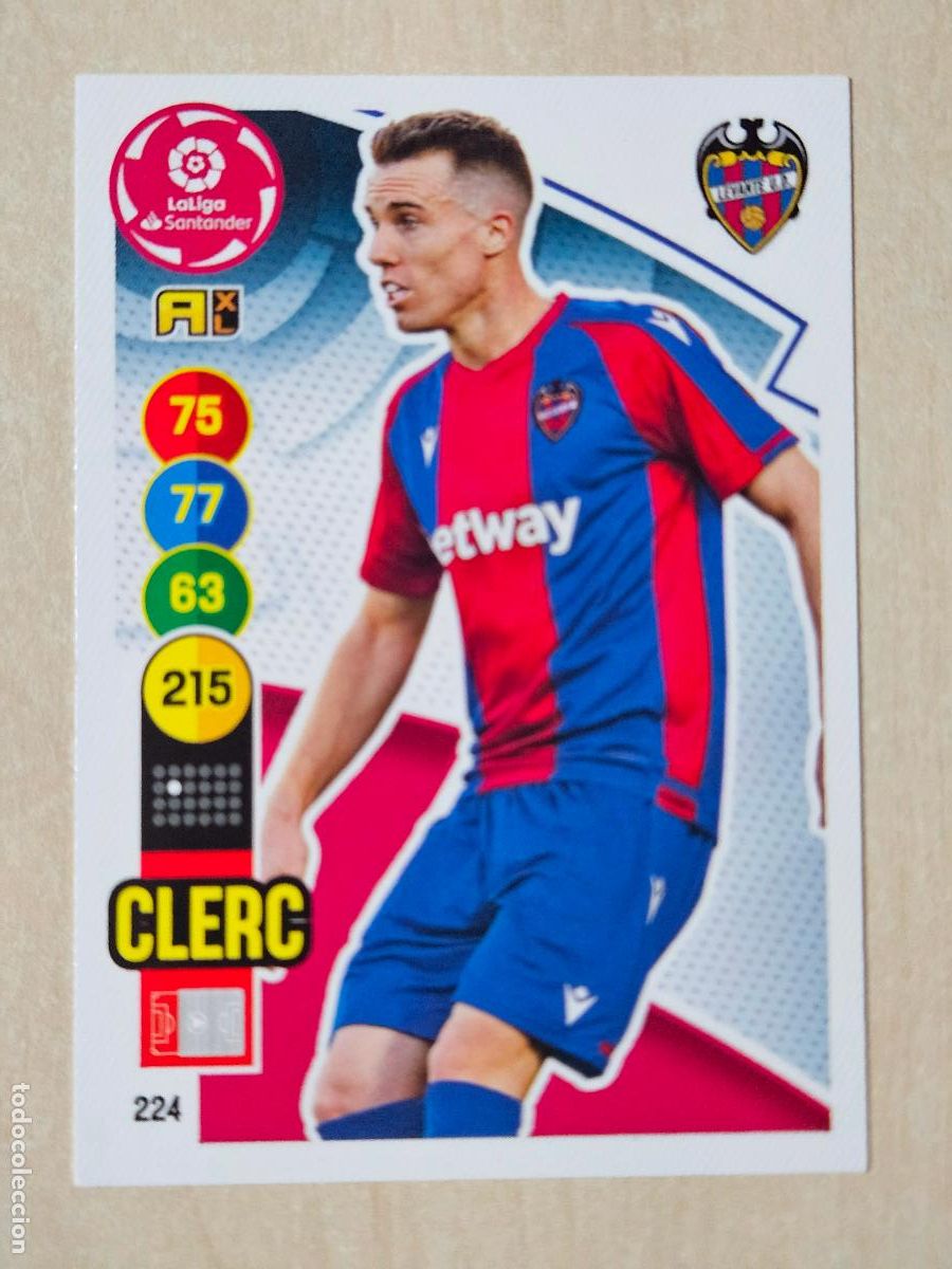 Cromos de f&uacute;tbol: FICHA N&ordm; 224 CLERC - ADRENALYN 20 21 - PANINI 2020 - 21 - CROMO - LEVANTE