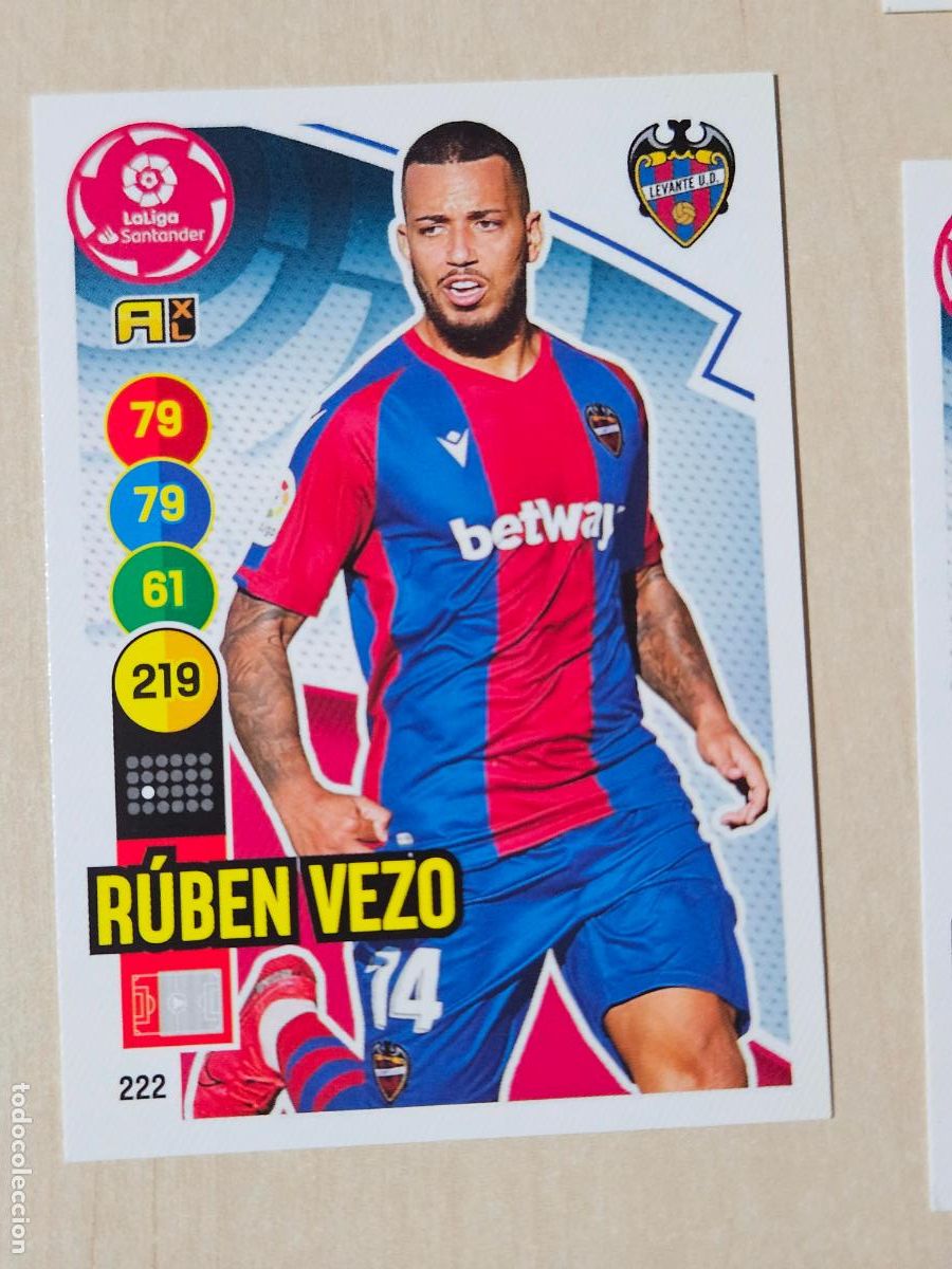 Cromos de f&uacute;tbol: FICHA N&ordm; 222 RUBEN VEZO - ADRENALYN 20 21 - PANINI 2020 - 21 - CROMO - LEVANTE