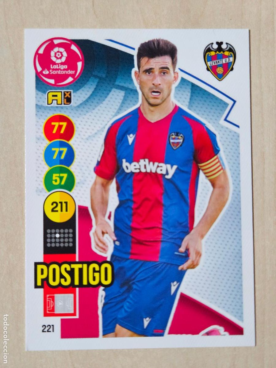 Cromos de f&uacute;tbol: FICHA N&ordm; 221 POSTIGO - ADRENALYN 20 21 - PANINI 2020 - 21 - CROMO - LEVANTE