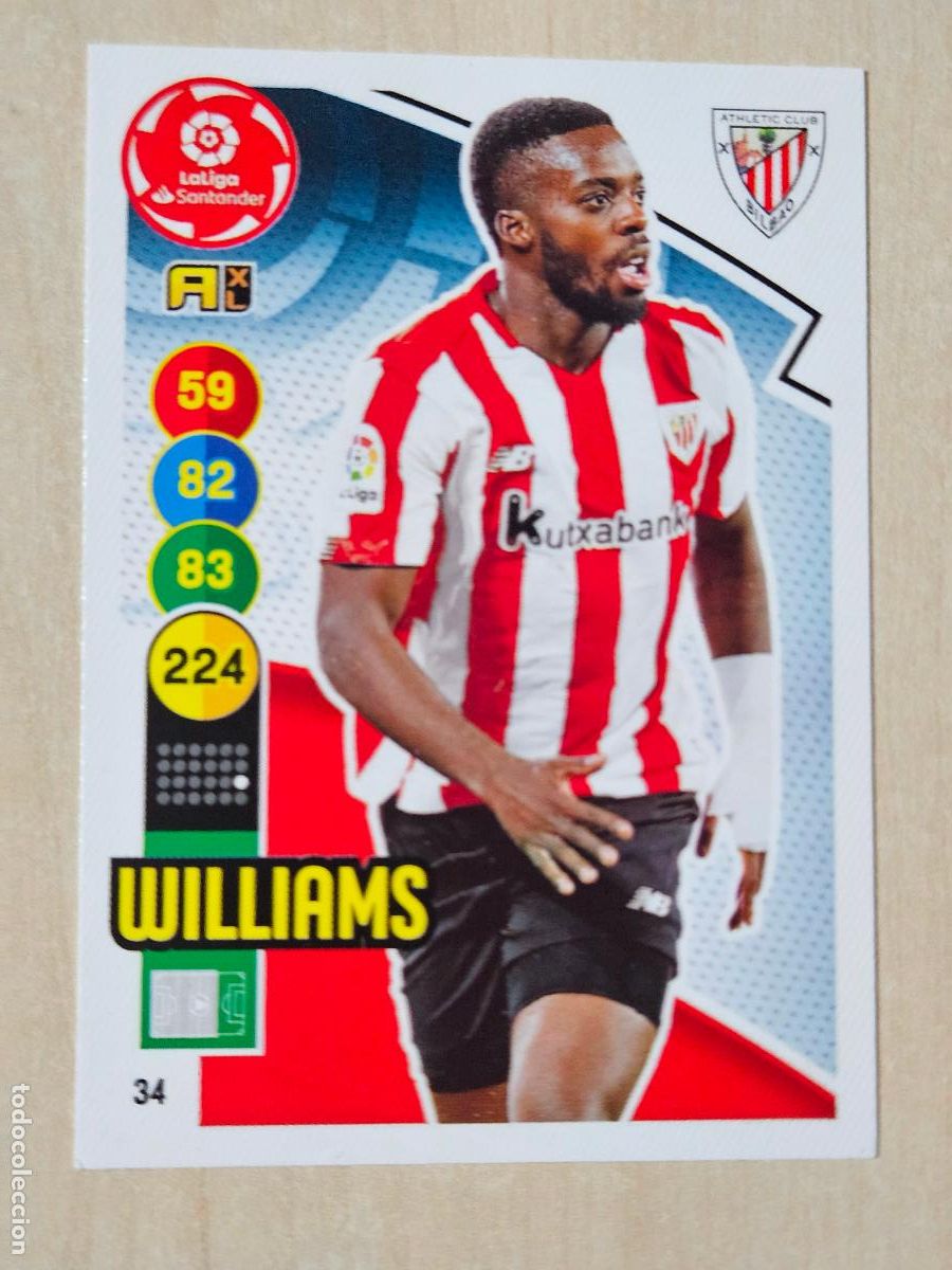 Cromos de f&uacute;tbol: FICHA N&ordm; 34 WILLIAMS - ADRENALYN 20 21 - PANINI 2020 - 21 - CROMO - ATHLETIC DE BILBAO