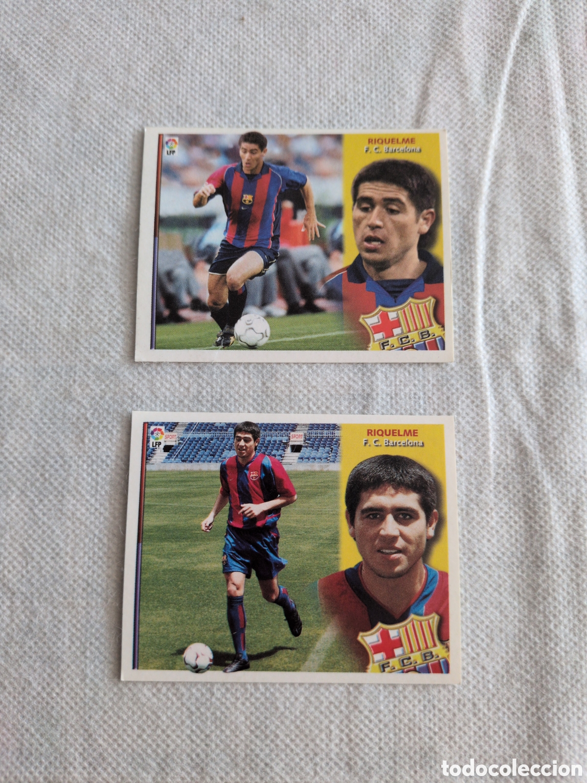 Cartes &agrave; collectionner de Football: 2 versiones Riquelme F&uacute;tbol Club Barcelona Liga Este 2002 2003 02 03 NUNCA PEGADOS SIN PEGAR