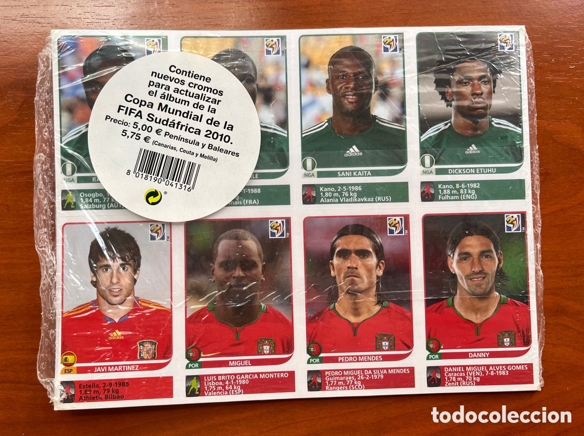 Cromos de f&uacute;tbol: ACTUALIZACION 80 CROMOS DEL MUNDIAL SUDAFRICA 2010 FIFA PANINI NUEVO SIN ABRIR