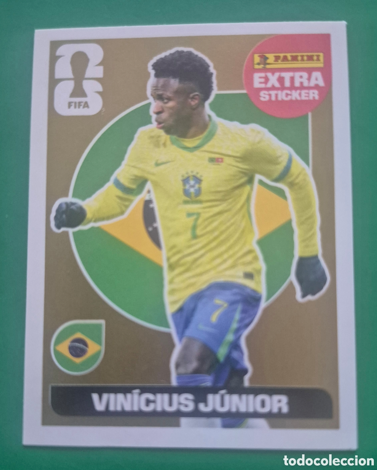 Cromos de f&uacute;tbol: VINICIUS JUNIOR ORO BRASIL EXTRA STICKER PANINI FIFA MUNDIAL WORLD CUP 26 2026 STICKER