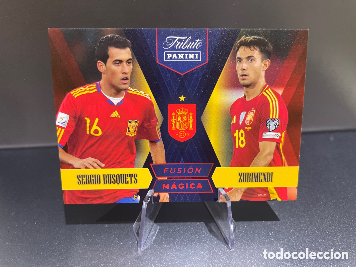 Figurine di Calcio: Busquets Zubimendi 84 Fusion Magica Panini Tribute Seleccion Espa&ntilde;ola 2010-2026 Vamos Campeones