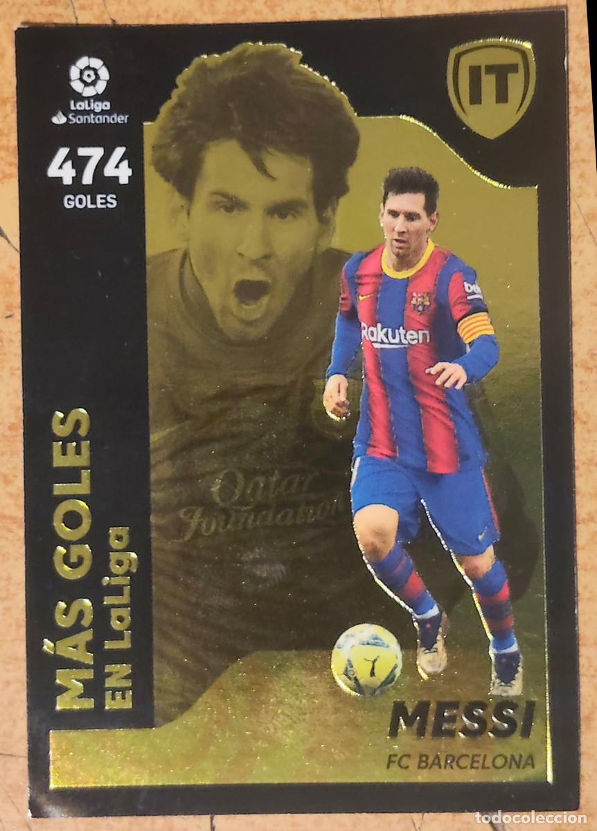 Cromos de f&uacute;tbol: Messi M&aacute;s goles en Liga Isla del Tesoro 3 Barcelona Liga Este 2021/22
