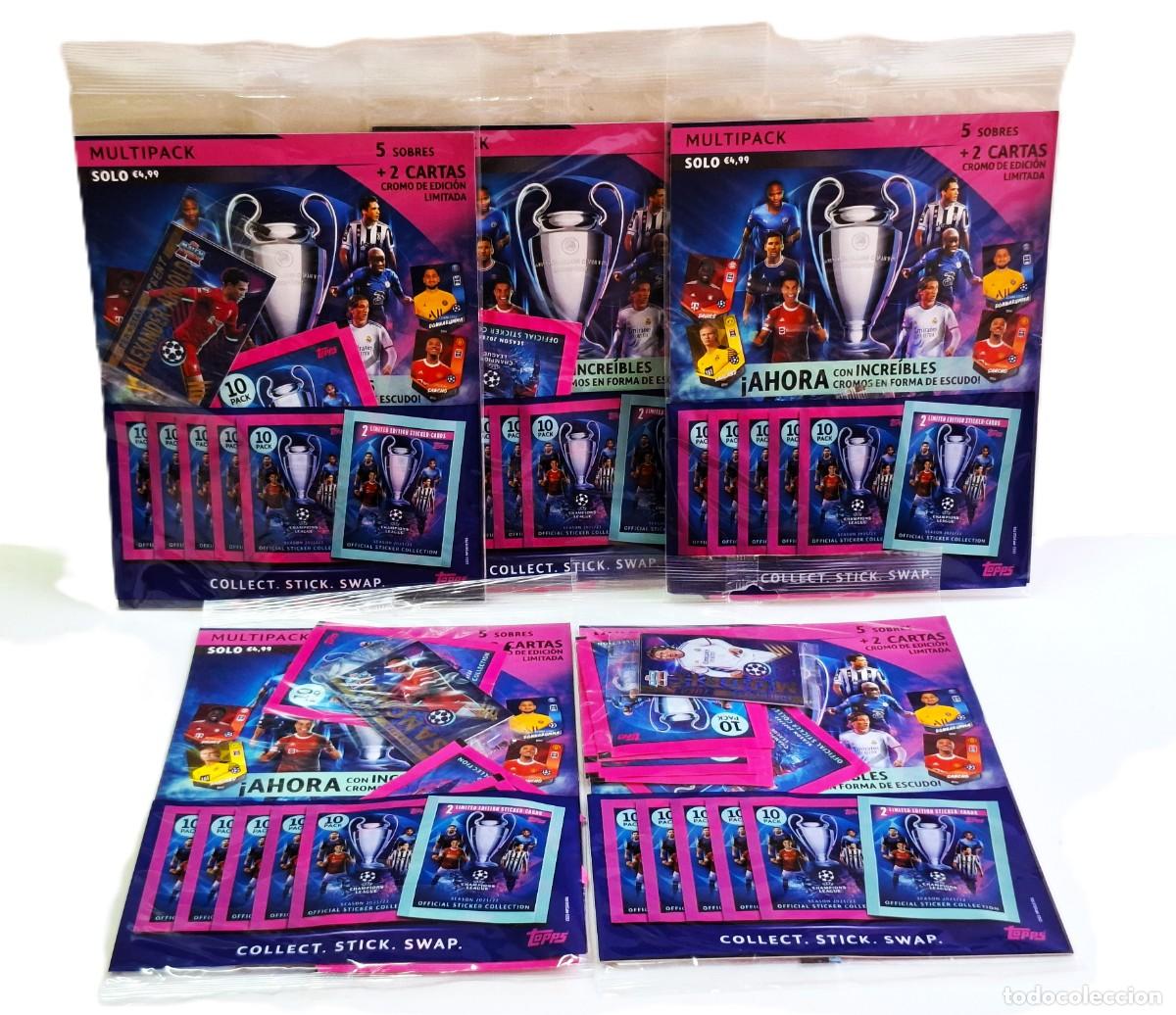 Fu&szlig;ball-Sticker: CHAMPIONS LEAGUE 2021/22 TOPPS - 5 SETS BOOSTER CON 25 SOBRES + 10 TARJETAS EDICION LIMITADA