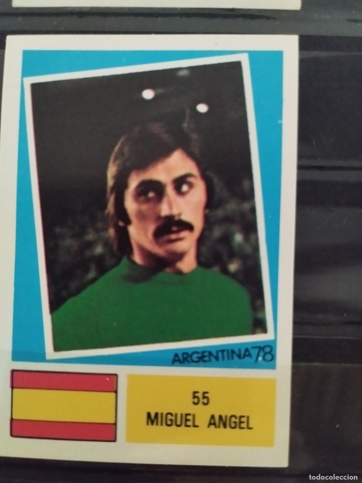Figurine di Calcio: MUNDIAL DE FUTBOL ARGENTINA 1978. ED. FHER. N 55. MIGUEL ANGEL. ESPA&Ntilde;A.