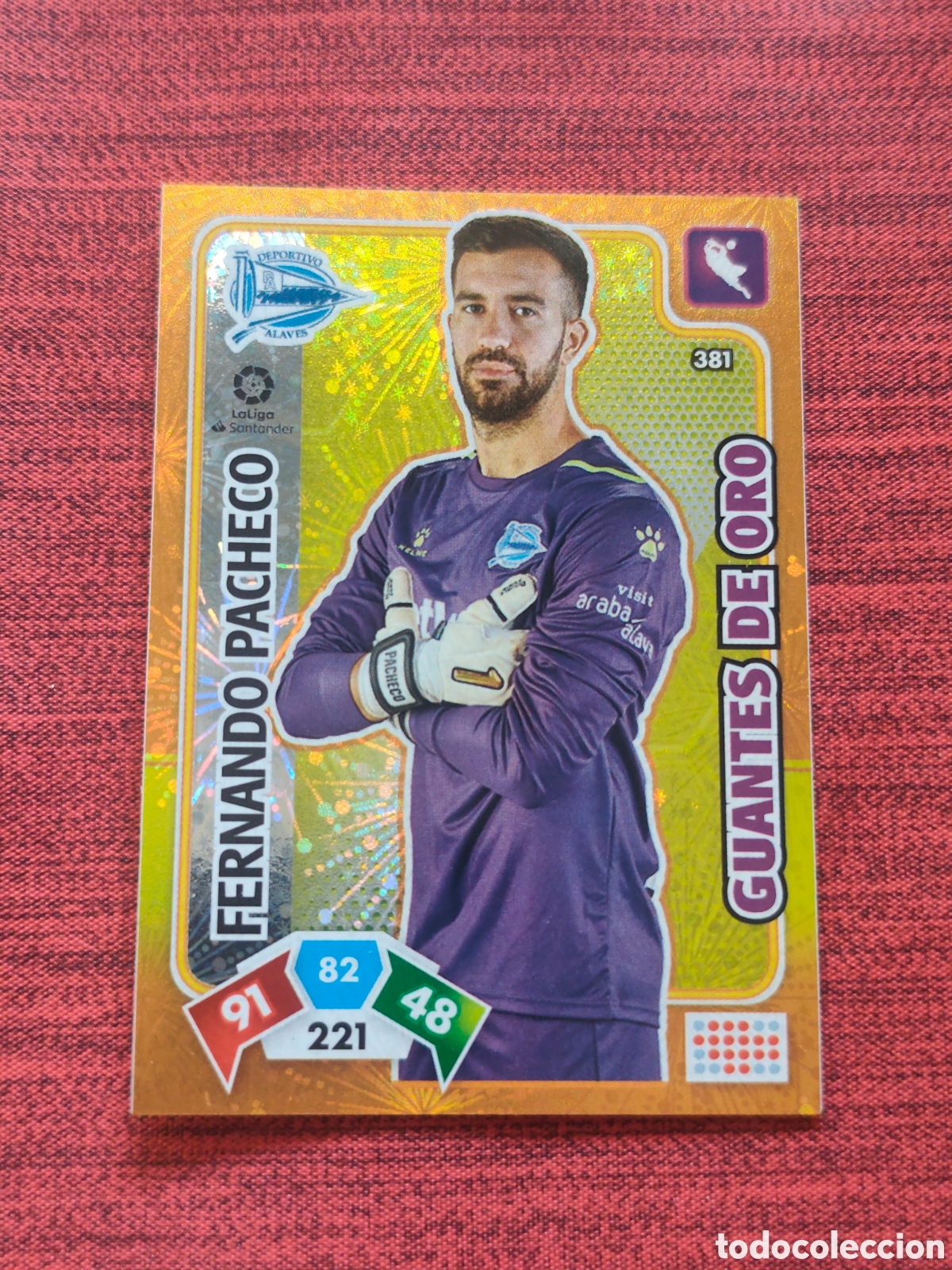 Cromos de f&uacute;tbol: GUANTES DE ORO 381 PACHECO ALAV&Eacute;S ADRENALYN XL 2019 2020