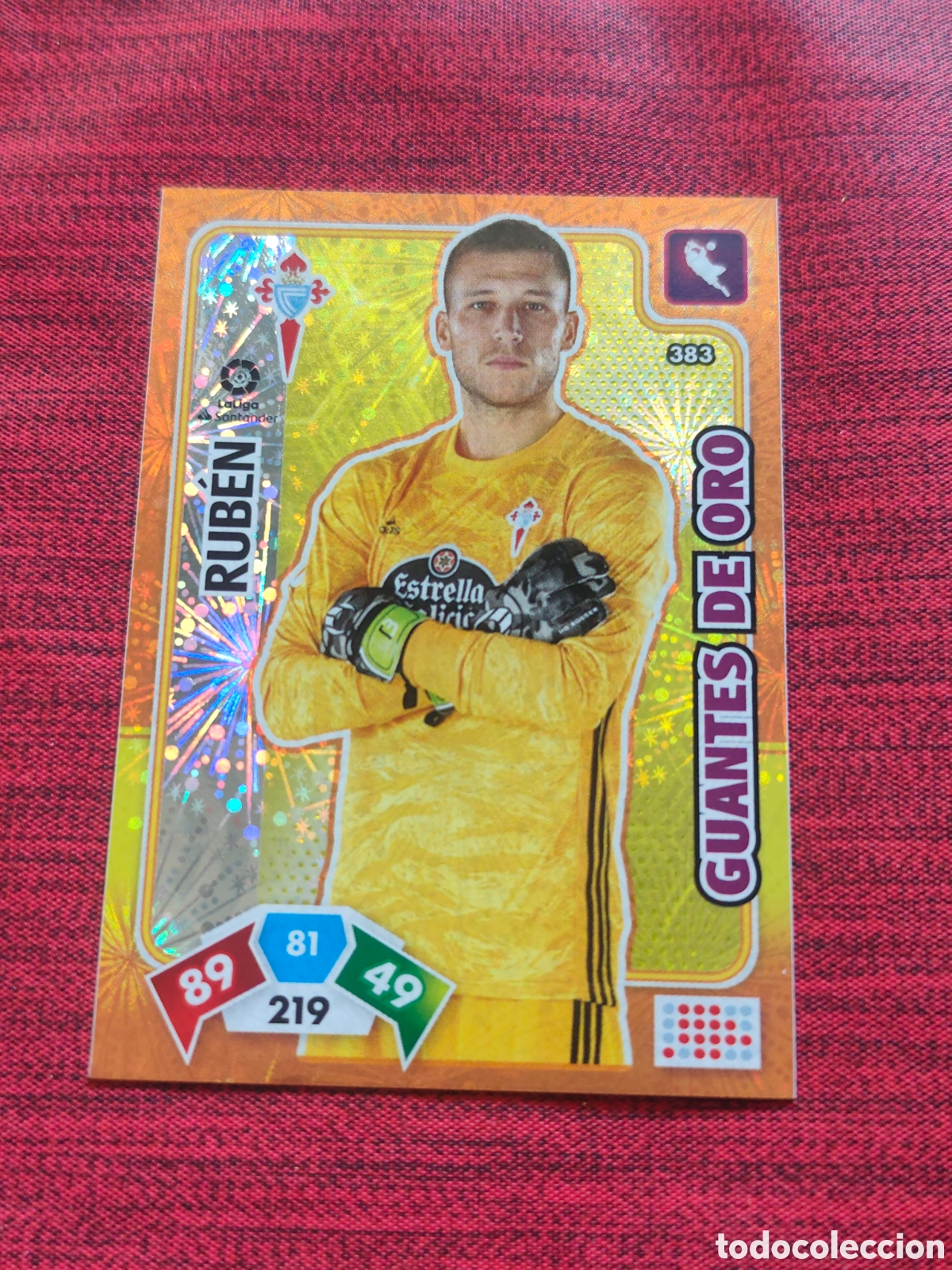 Cromos de f&uacute;tbol: GUANTES DE ORO 383 RUB&Eacute;N CELTA DE VIGO ADRENALYN XL 2019 2020