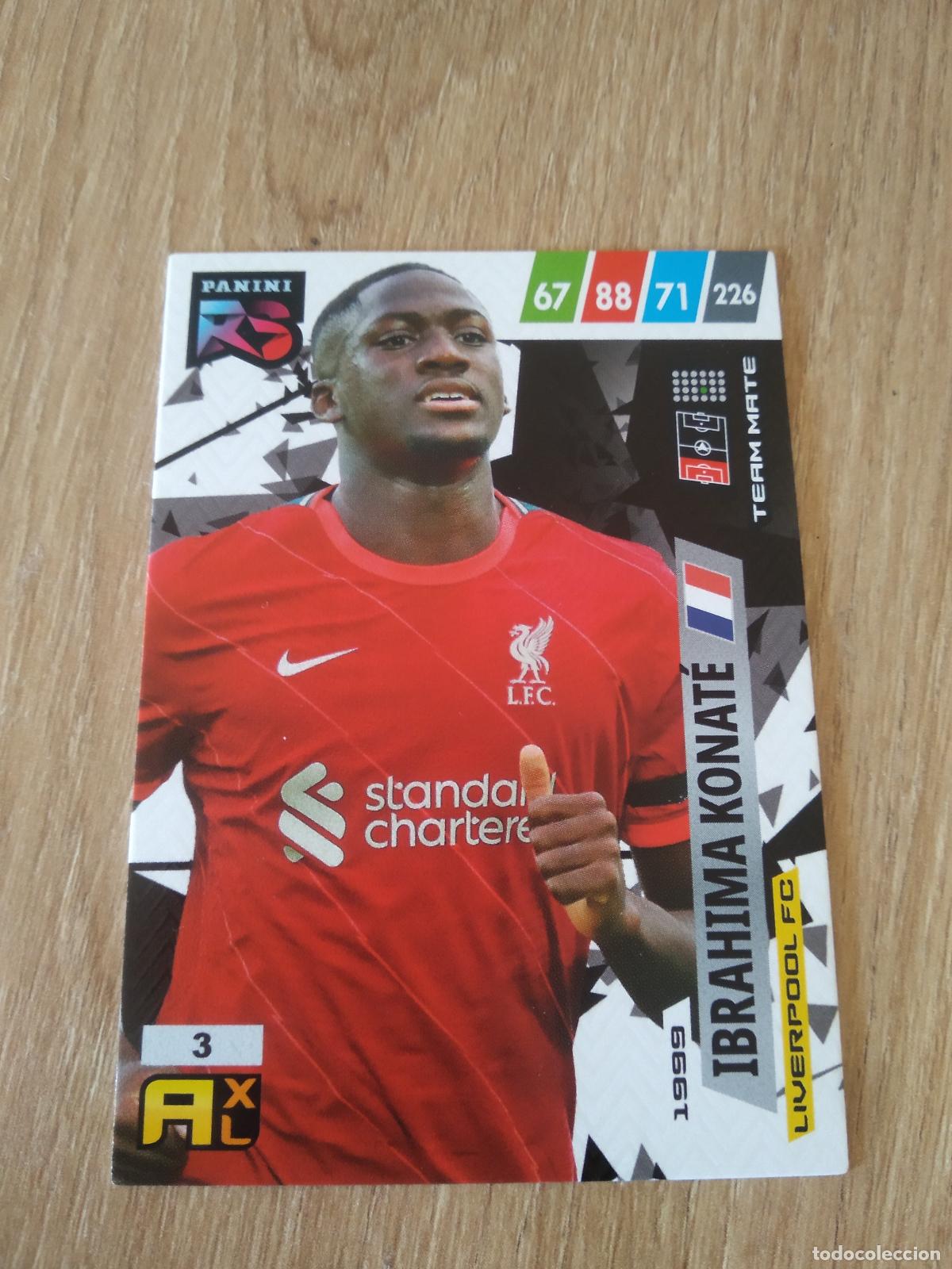 Cromos de f&uacute;tbol: 3 KONATE LIVERPOOL CROMO FUTBOL PANINI 21-22 ADRENALYN RISING STARS 2021-2022