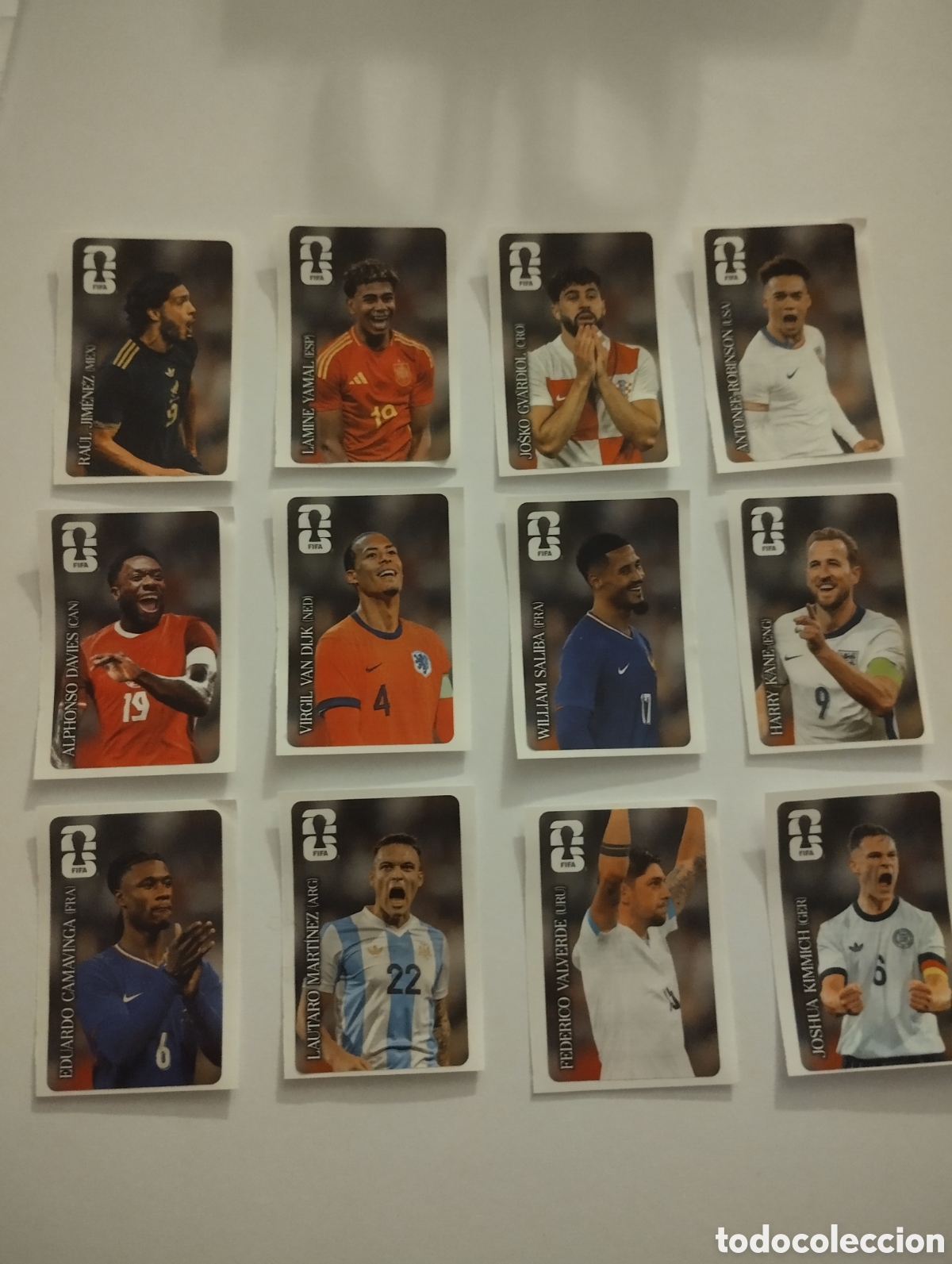 Cromos de f&uacute;tbol: Coleccion completa de 12 cromos de Coca-Cola Mundial Panini originales de las etiquetas de Cocacola