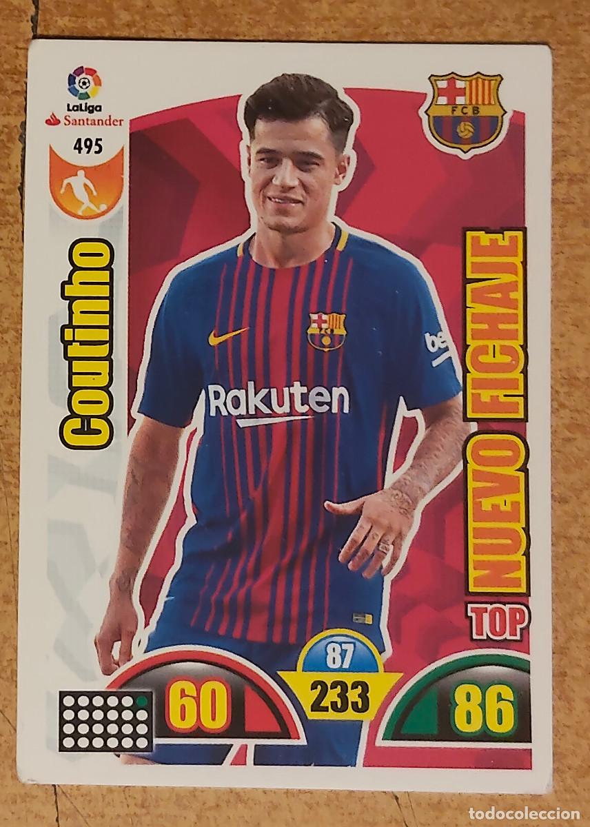 Cromos de f&uacute;tbol: ADRENALYN XL 2017-2018 PANINI 495 COUTINHO TOP NUEVO FICHAJE LIGA 17/18 FC.BARCELONA