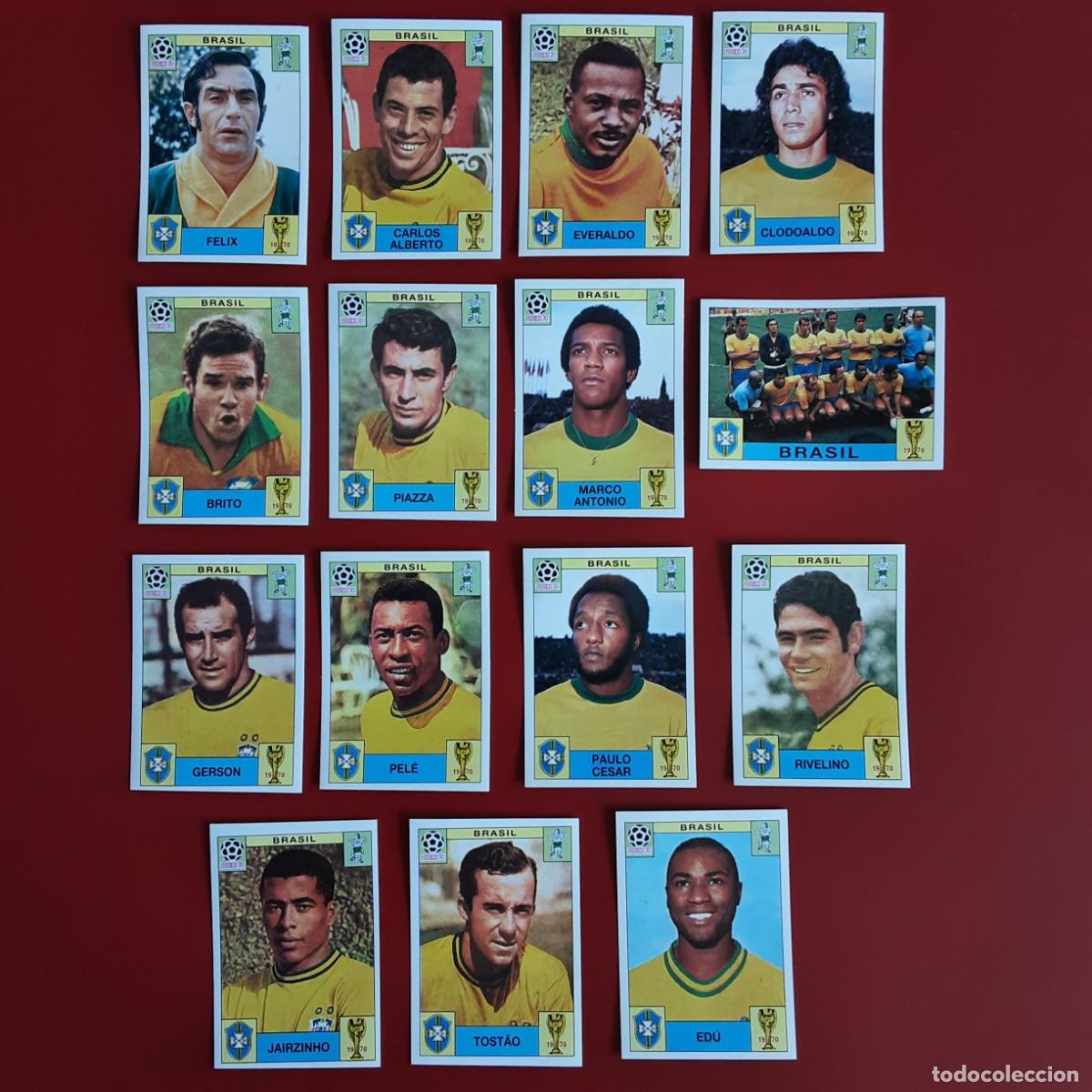 Cromos de f&uacute;tbol: SELECCION COMPLETA BRASIL WORLD CUP STORY SONRIC'S- PANINI-MUNDIAL MEXICO 70-SIN PEGAR/PELE